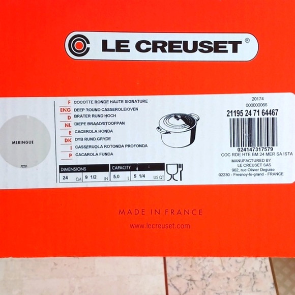 LE CREUSET Limited edition 5 1/4 QT. Cast Iron slow cooker pot, "meringue" Shade - Picture 6 of 12